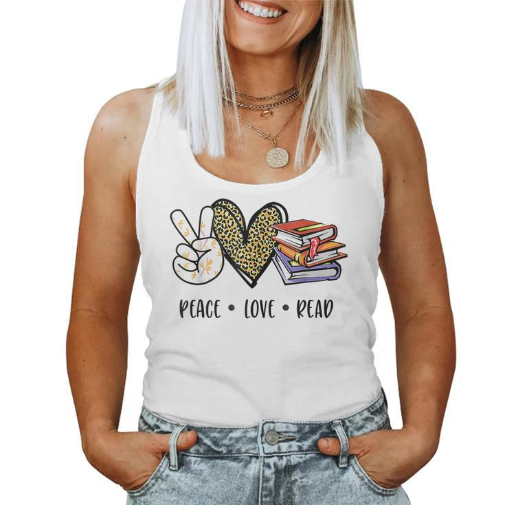 Peace Love Read Books Book Lover N Girls Reading Teacher  Women Tank Top Basic Casual Daily Weekend Graphic