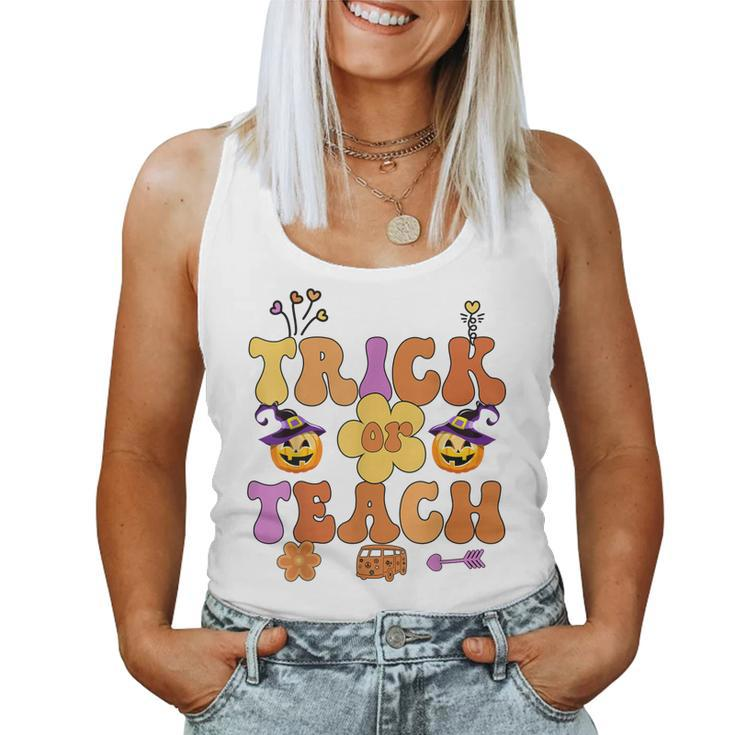 Retro Trick Or Teach Ghost Teacher Halloween Costume Womens  V23 Women Tank Top Basic Casual Daily Weekend Graphic