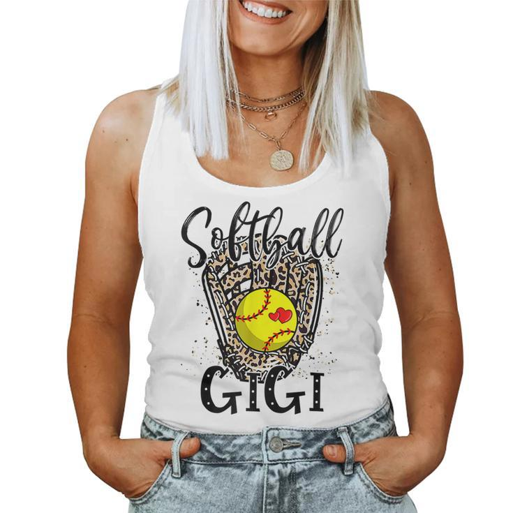Softball Gigi Leopard Game Day Softball Lover Mothers Day  Women Tank Top Basic Casual Daily Weekend Graphic