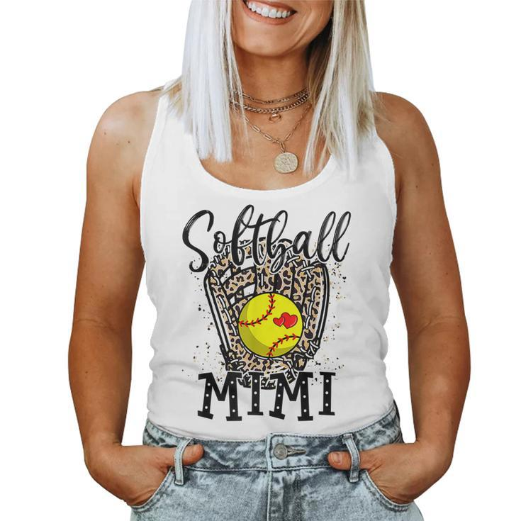 Softball Mimi Leopard Game Day Softball Lover Mothers Day  Women Tank Top Basic Casual Daily Weekend Graphic
