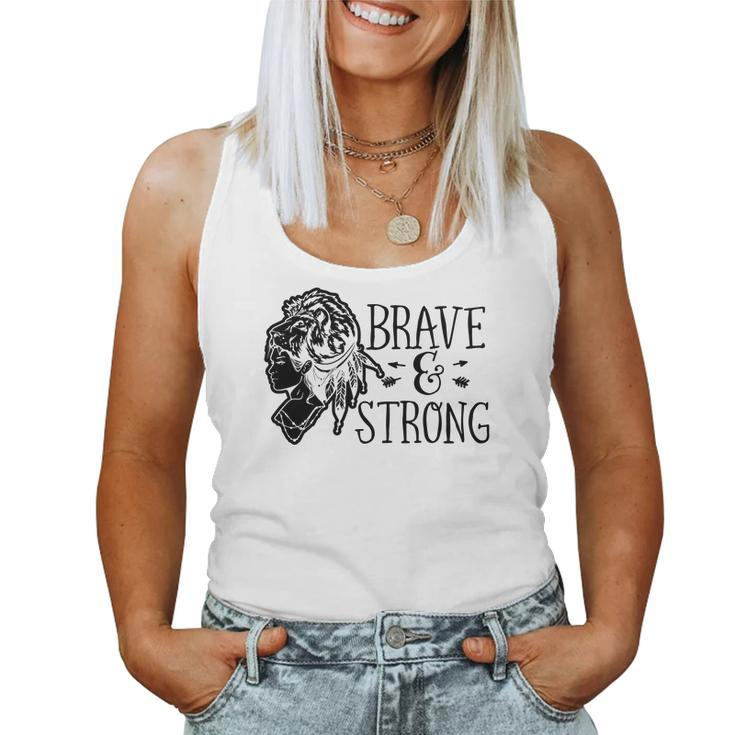 Strong Woman Brave And Strong Design For Dark Colors Women Tank Top Basic Casual Daily Weekend Graphic