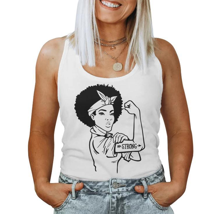 Strong Woman Rosie - Strong - Afro Woman Black Design Women Tank Top Basic Casual Daily Weekend Graphic