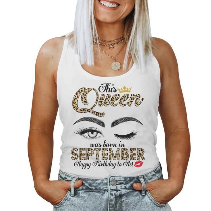 This Queen Was Born In September Leopard Women Girls Ladies  Women Tank Top Basic Casual Daily Weekend Graphic