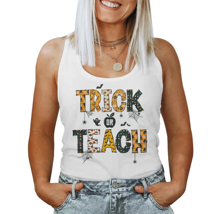 Trick Or Teach Funny Halloween Costume Cute Teacher Life  Women Tank Top Basic Casual Daily Weekend Graphic