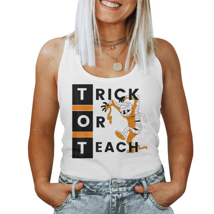 Trick Or Teach Funny Teacher Halloween Costume Gifts  Women Tank Top Basic Casual Daily Weekend Graphic