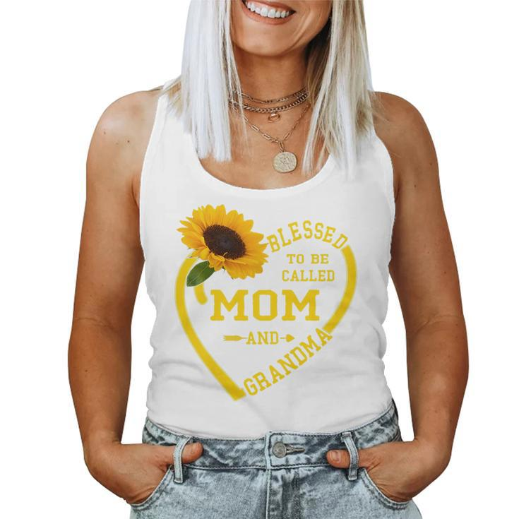 Womens Blessed To Be Called Mom And Grandma Mothers Day Sunflower   Women Tank Top Basic Casual Daily Weekend Graphic