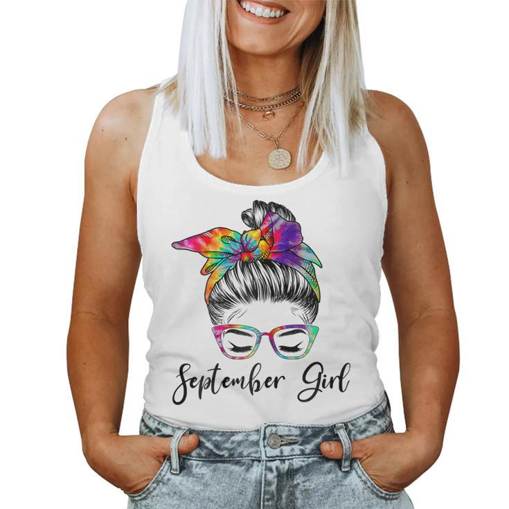 Womens September Girl Wink Eye Woman Face Was Born In September  Women Tank Top Basic Casual Daily Weekend Graphic