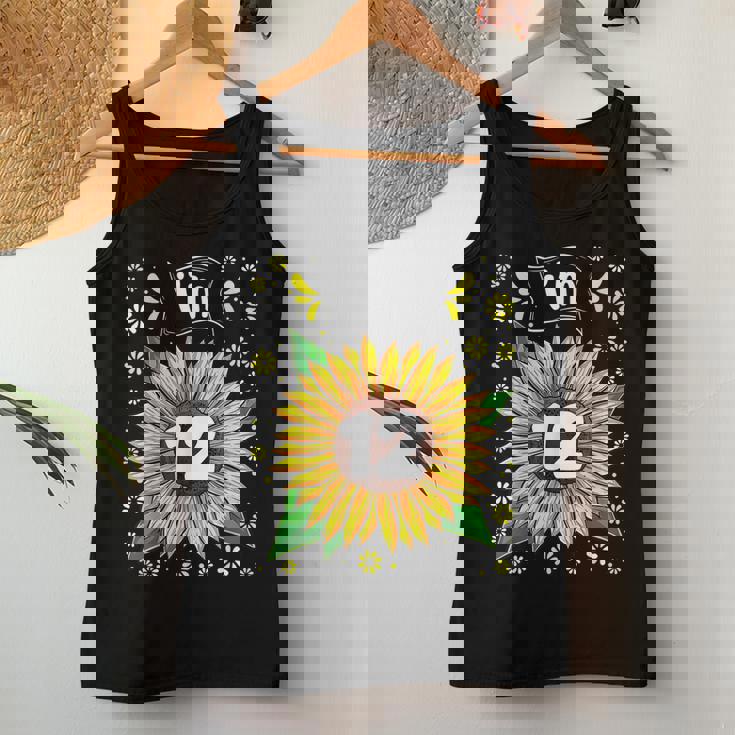 12Th Birthday Girl Sunflower 12 Year Old Sunflower Party Women Tank Top Basic Casual Daily Weekend Graphic Personalized Gifts