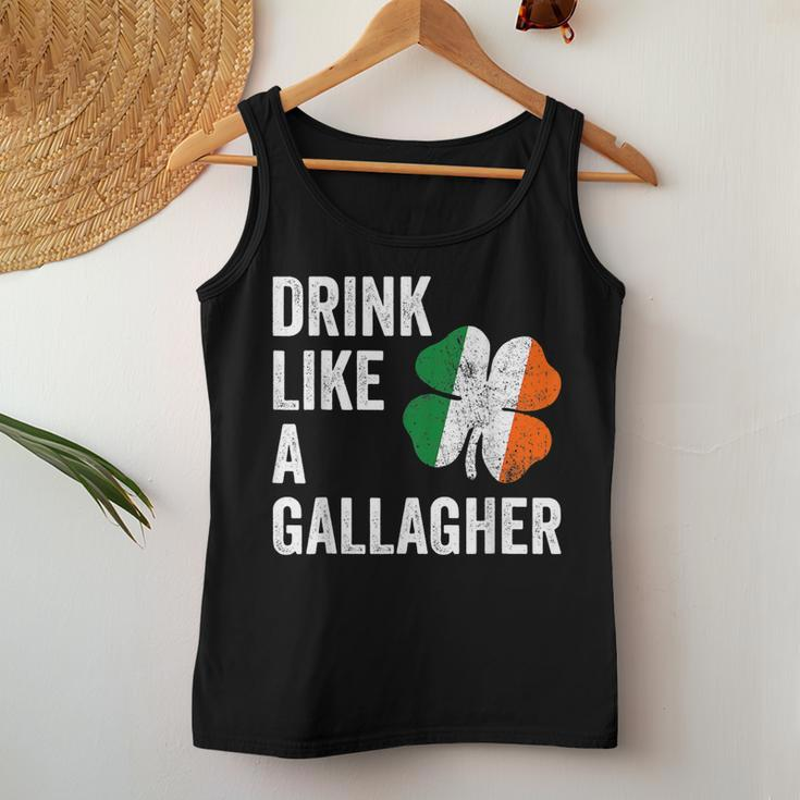Drink Like A Gallagher St Patricks Day Beer Drinking  Women Tank Top Basic Casual Daily Weekend Graphic Personalized Gifts