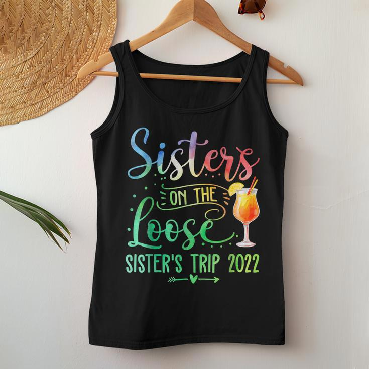 Tie Dye Sisters On The Loose Sisters Weekend Trip 2022 Women Tank Top Basic Casual Daily Weekend Graphic Personalized Gifts