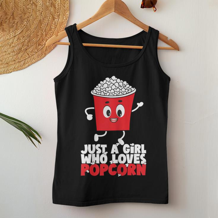 Womens Cool Just A Girl Who Loves Popcorn Girls Popcorn Lovers Women Tank Top Basic Casual Daily Weekend Graphic Personalized Gifts