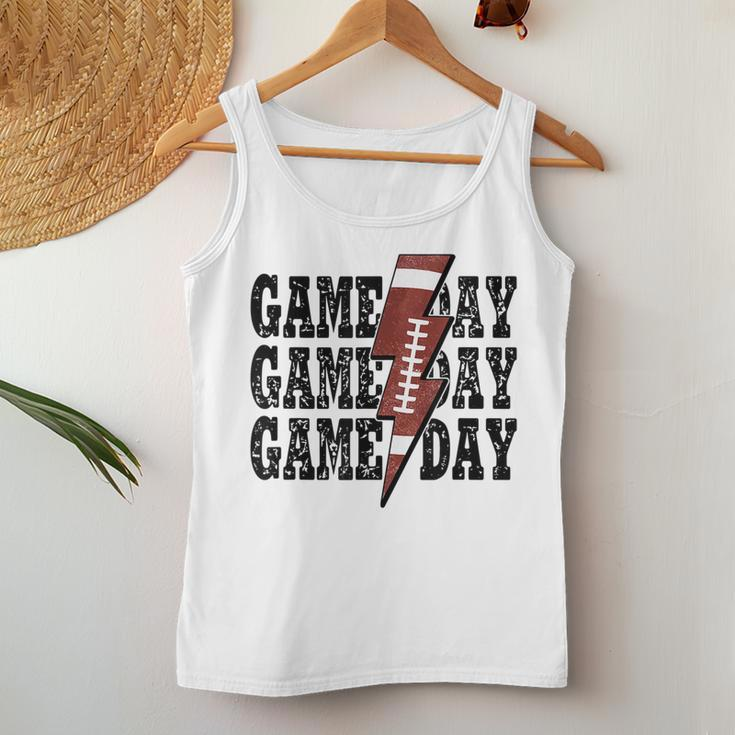 Game Day Football Season Lightning Bolt Funny Football Mom V2 Women Tank Top Basic Casual Daily Weekend Graphic Personalized Gifts