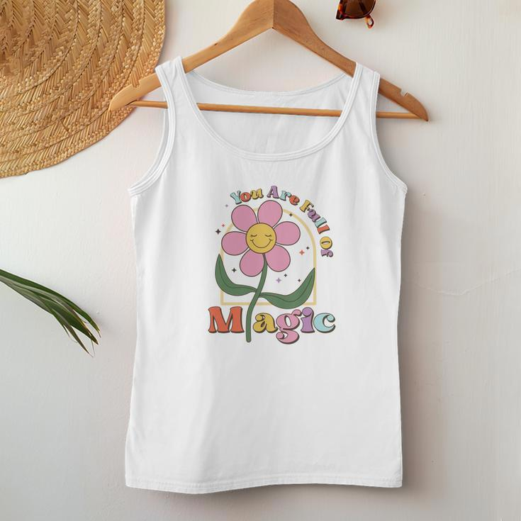 You Are Full Of Magic Positive Quotes Retro Flower Women Tank Top Basic Casual Daily Weekend Graphic Funny Gifts