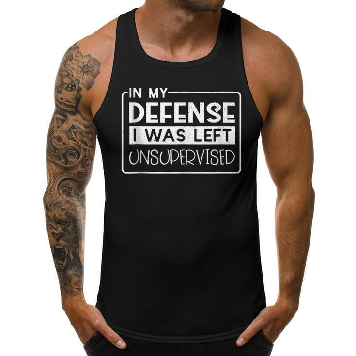 In My Defense I Was Left Unsupervised Funny Retro Vintage  Men Tank Top Daily Basic Casual Graphic