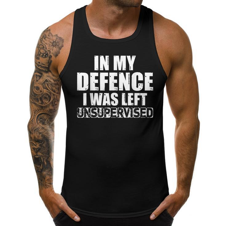 In My Defense I Was Left Unsupervised Retro Vintage Distress  Men Tank Top Daily Basic Casual Graphic