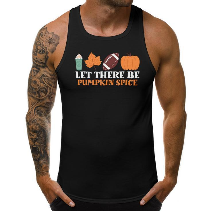 Let There Be Pumpkin Spice Coffee Leaf Football Fall Men Tank Top Daily Basic Casual Graphic