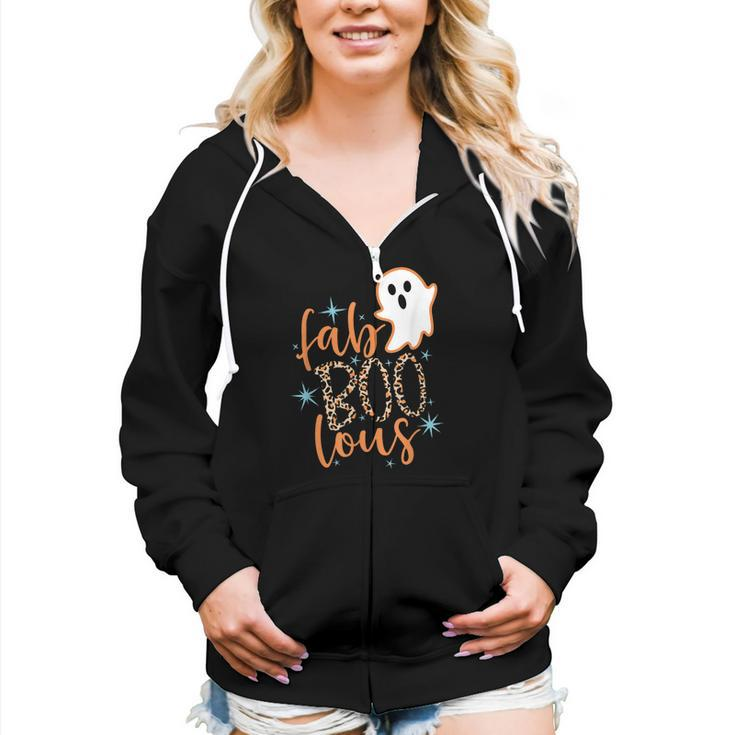 Faboolous Leopard Fabulous Boos Autumn Pumpkin Halloween  Women Hoodie Casual Graphic Zip Up Hooded Sweatshirt