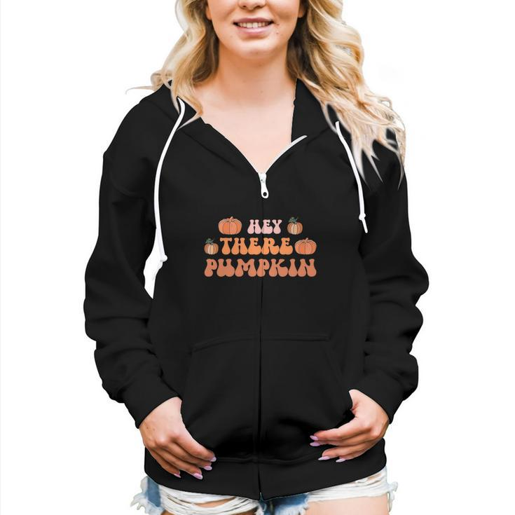 Hey There Pumpkin Fall Season Women Hoodie Casual Graphic Zip Up Hooded Sweatshirt