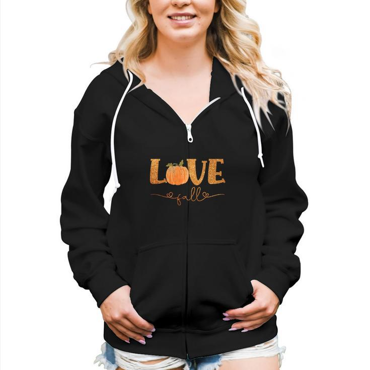 Love Fall Pumkin Season Thanksgiving Women Hoodie Casual Graphic Zip Up Hooded Sweatshirt