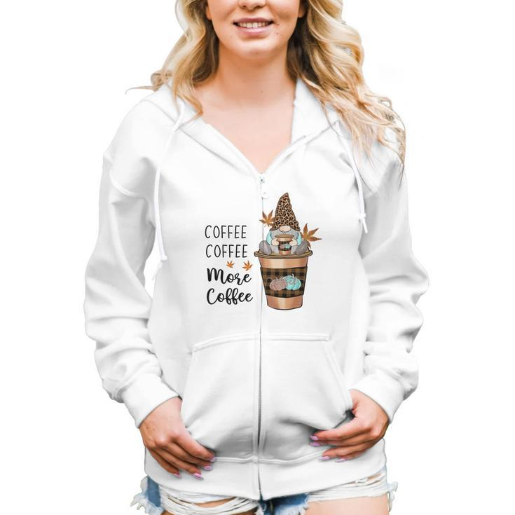 Fall Coffee Coffee More Coffee Gnomes Women Hoodie Casual Graphic Zip Up Hooded Sweatshirt