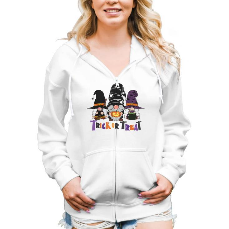 Gnomes Halloween Witch Garden Gnome Trick Or Treat  Women Hoodie Casual Graphic Zip Up Hooded Sweatshirt