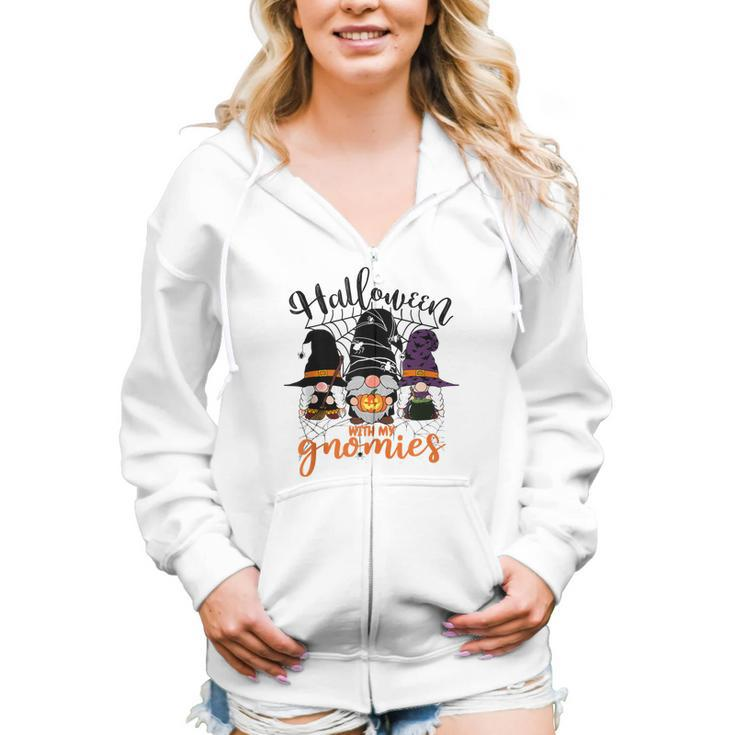 Gnomes Halloween With My Gnomies Witch Garden Gnome  Women Hoodie Casual Graphic Zip Up Hooded Sweatshirt