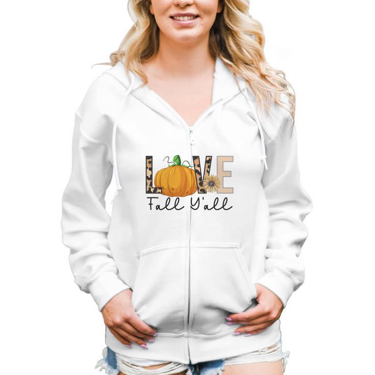 Love Fall Yall Pumpkin Lovers Thankful Women Hoodie Casual Graphic Zip Up Hooded Sweatshirt