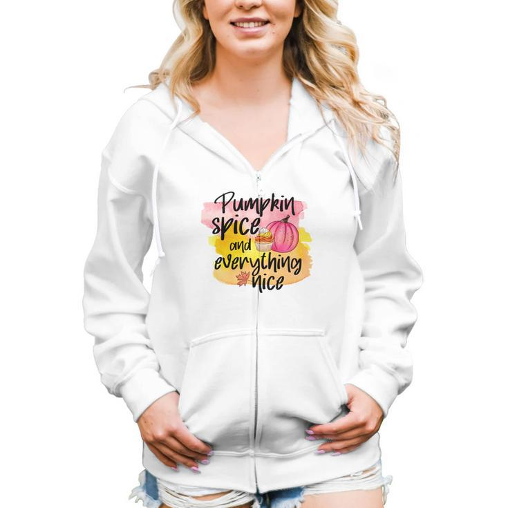 Pumpkin Spice And Everything Spice Fall Women Hoodie Casual Graphic Zip Up Hooded Sweatshirt