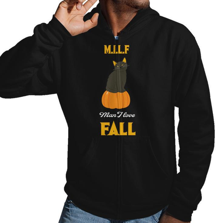 Man I Love Fall Pumpkin Black Cat Men Hoodie Casual Graphic Zip Up Hooded Sweatshirt