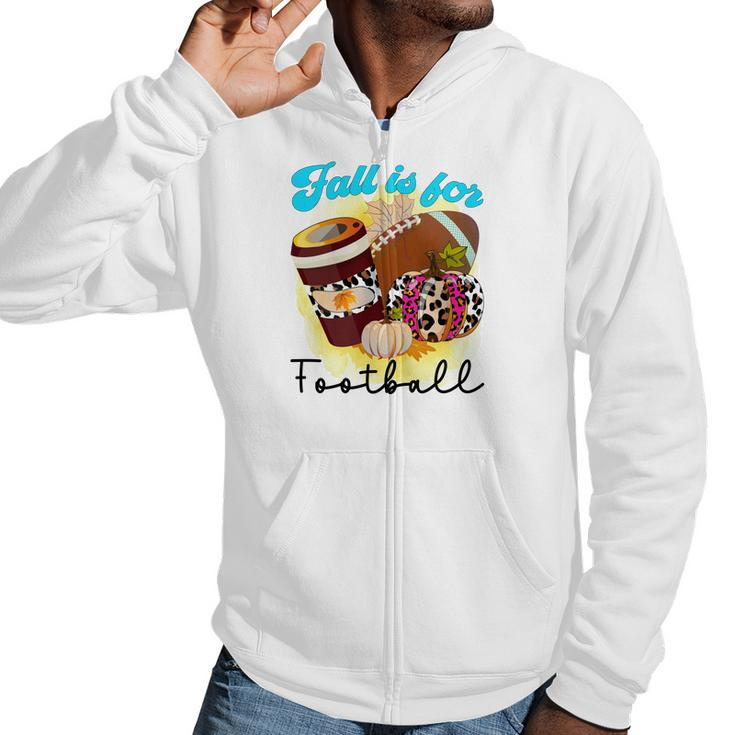 Fall Is For Football Sport Pumpkins Coffee Men Hoodie Casual Graphic Zip Up Hooded Sweatshirt