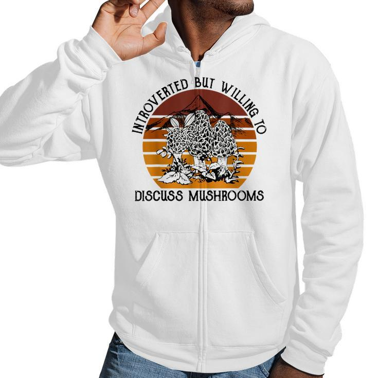 Introverted But Willing To Discuss Mushrooms Halloween  Men Hoodie Casual Graphic Zip Up Hooded Sweatshirt