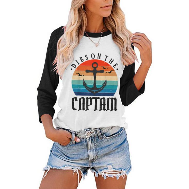 Funny Captain Wife Dibs On The Captain  V11 Women Baseball Tee Raglan Graphic Shirt