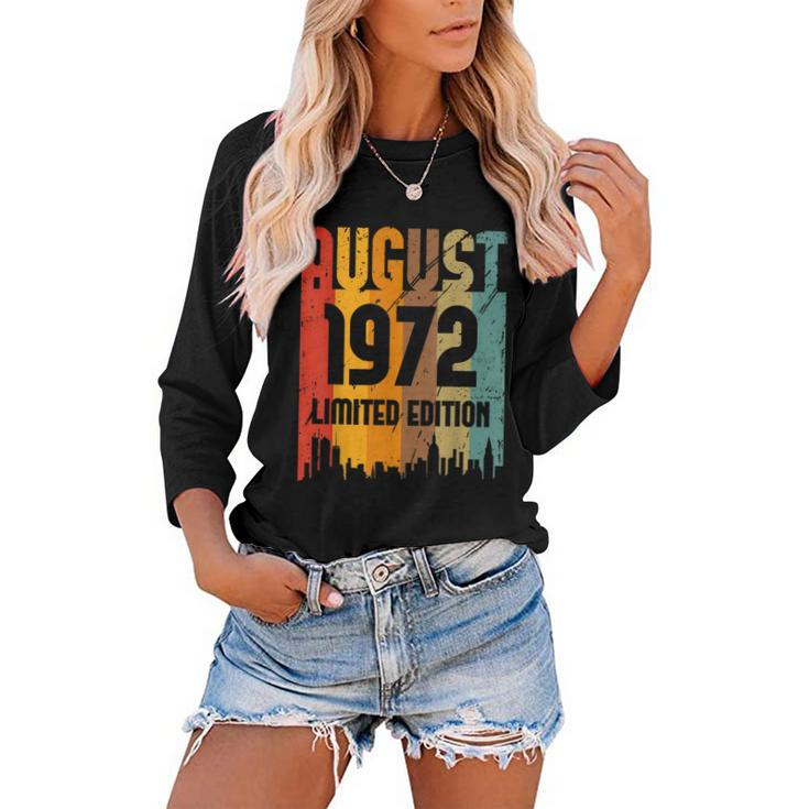 50 Years Old Vintage Awesome Since August 1972 50Th Birthday  Women Baseball Tee Raglan Graphic Shirt