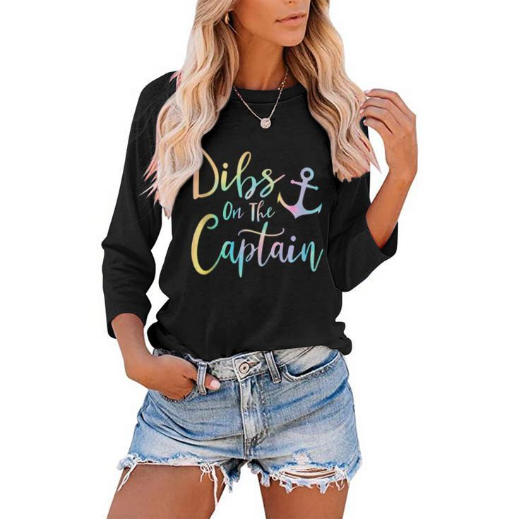 Dibs On The Captain Fire Captain Wife Girlfriend Sailing  Women Baseball Tee Raglan Graphic Shirt