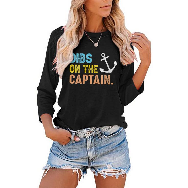 Womens Funny Captain Wife Dibs On The Captain  V2 Women Baseball Tee Raglan Graphic Shirt