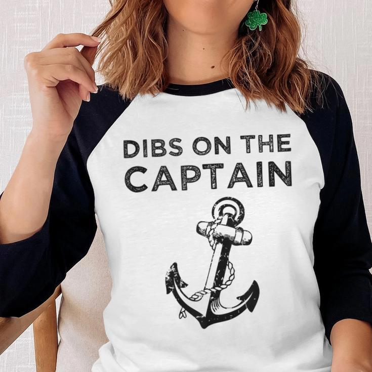 Dibs On The Captain Funny Captain Wife Dibs On The Captain Women Baseball Tee Raglan Graphic Shirt