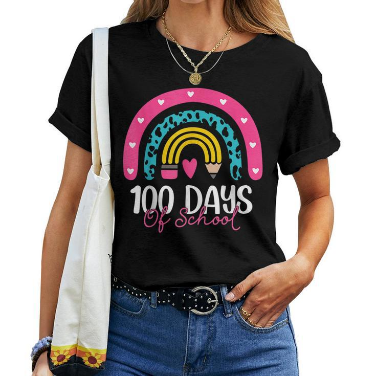 100 Days Smarter 100 Days Of School Rainbow Teachers Women T-shirt