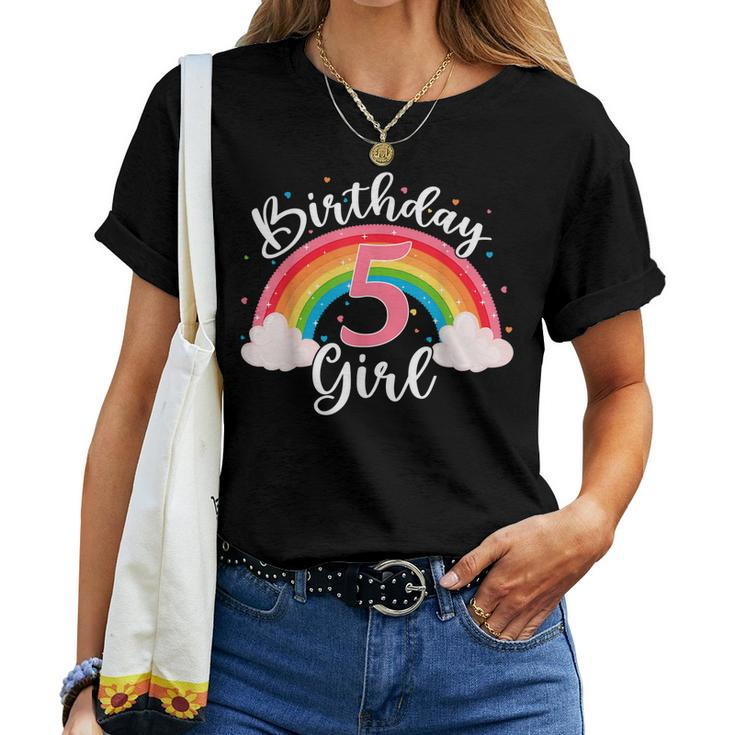 5 Years Old Birthday Girl Rainbow For Girls 5Th Birthday Women T-shirt