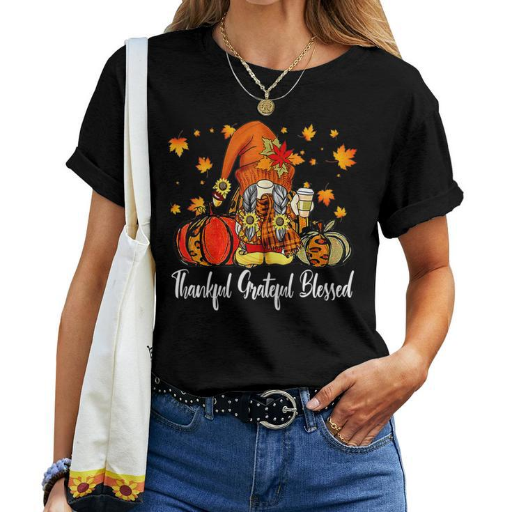Autumn Fall Outfit Gnome Thankful Grateful Blessed Pumpkin V2 Women T-shirt