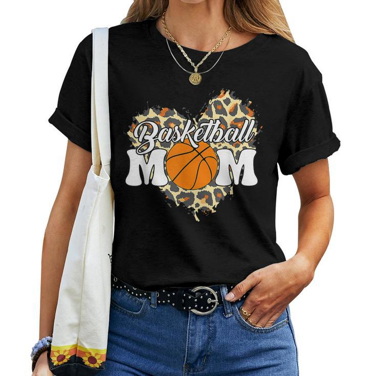 Basketball Mom Leopard Heart Baket Mom Women T-shirt
