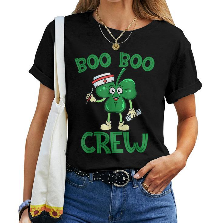 Boo Boo Crew Nurse St Patricks Day Lucky Shamrock Nurse Women T-shirt
