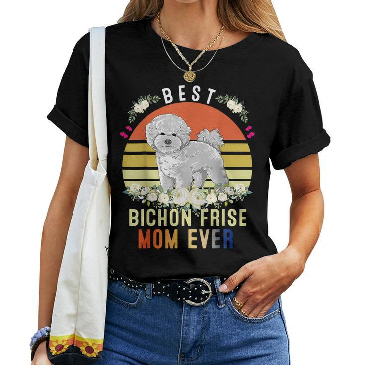 Cute Best Bichon Frise Mom Ever Retro Vintage Puppy Lover Women T-shirt