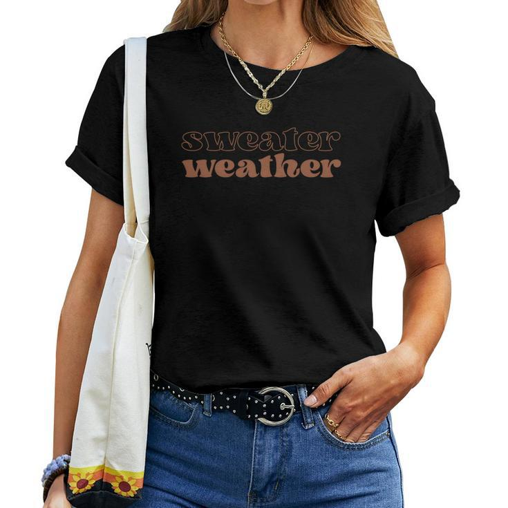 Fall Basic Sweater Weather Brown Color Gift Women T-shirt