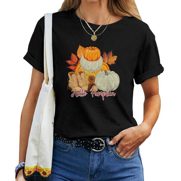Hello Pumpkin Favorite Fall Season Women T-shirt