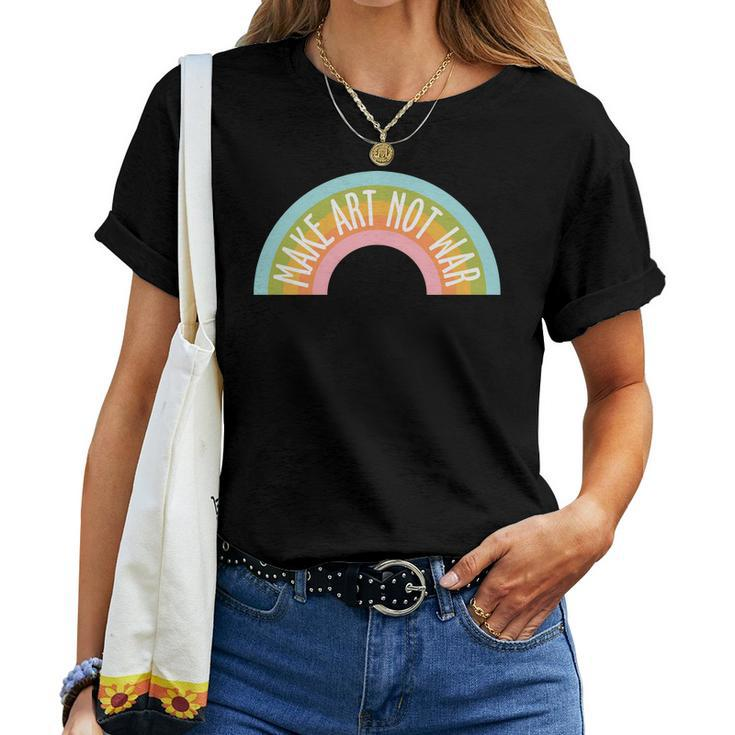Hippie Rainbow Make Art Not War Custom Women T-shirt