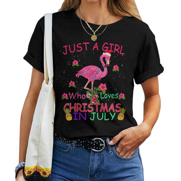 Just A Girl Who Loves Christmas In July Flamingo Women T-shirt