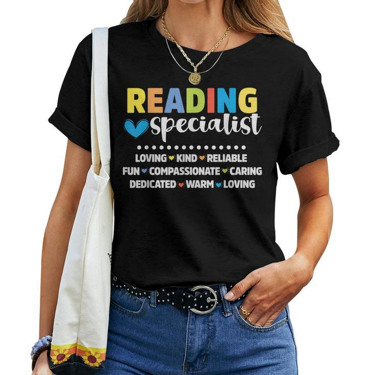 Reading Teacher Literacy Coach Cute Reading Specialist Women T-shirt