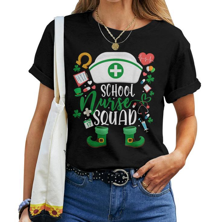 School Nurse Squad Irish Shamrock Nurse St Patricks Day Women T-shirt