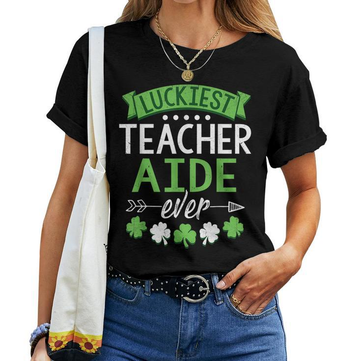 Shamrock One Lucky Teacher Aide St Patricks Day School Women T-shirt