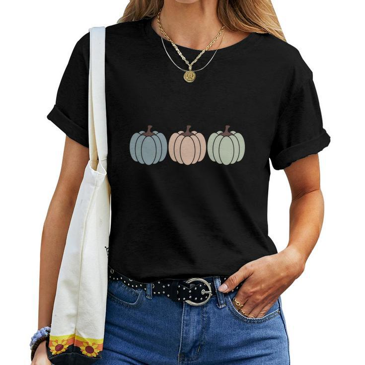 Three Pumpkins Cute Gift Fall Season Women T-shirt